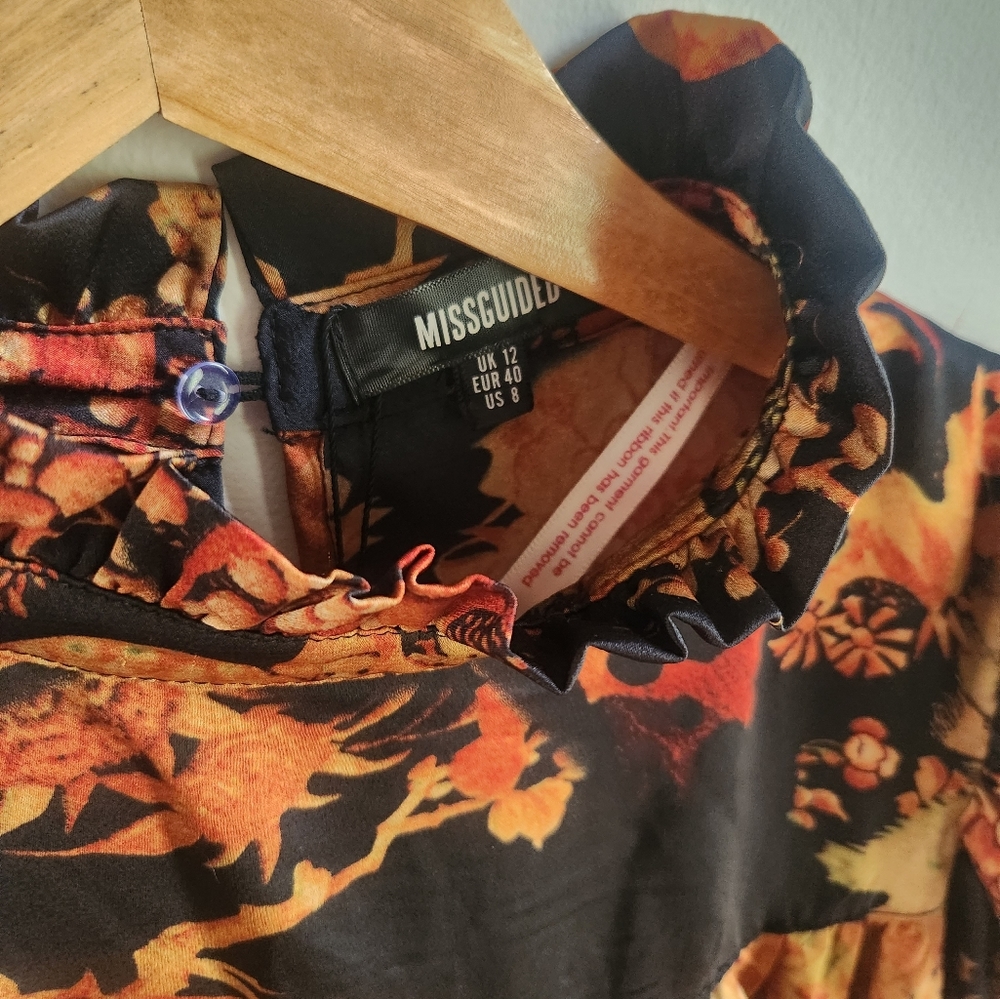 Missguided floral Long Sleeve dress - Picture 5 of 6